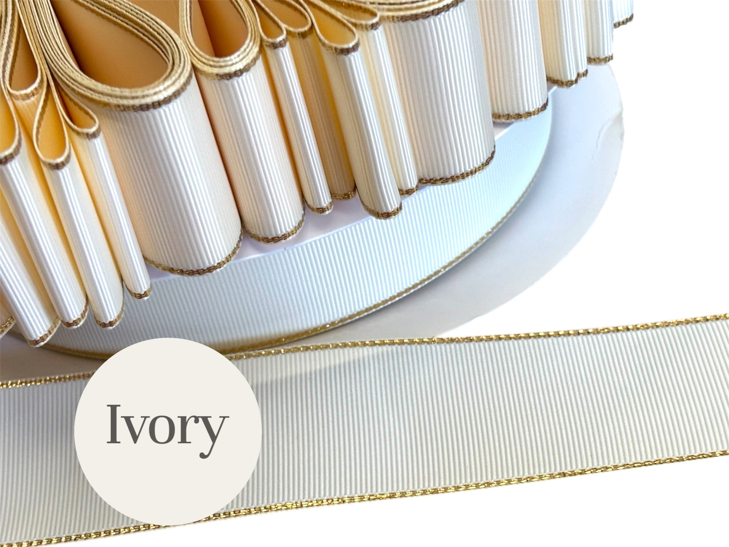 1.5” solid grosgrain ribbon a/gold edge