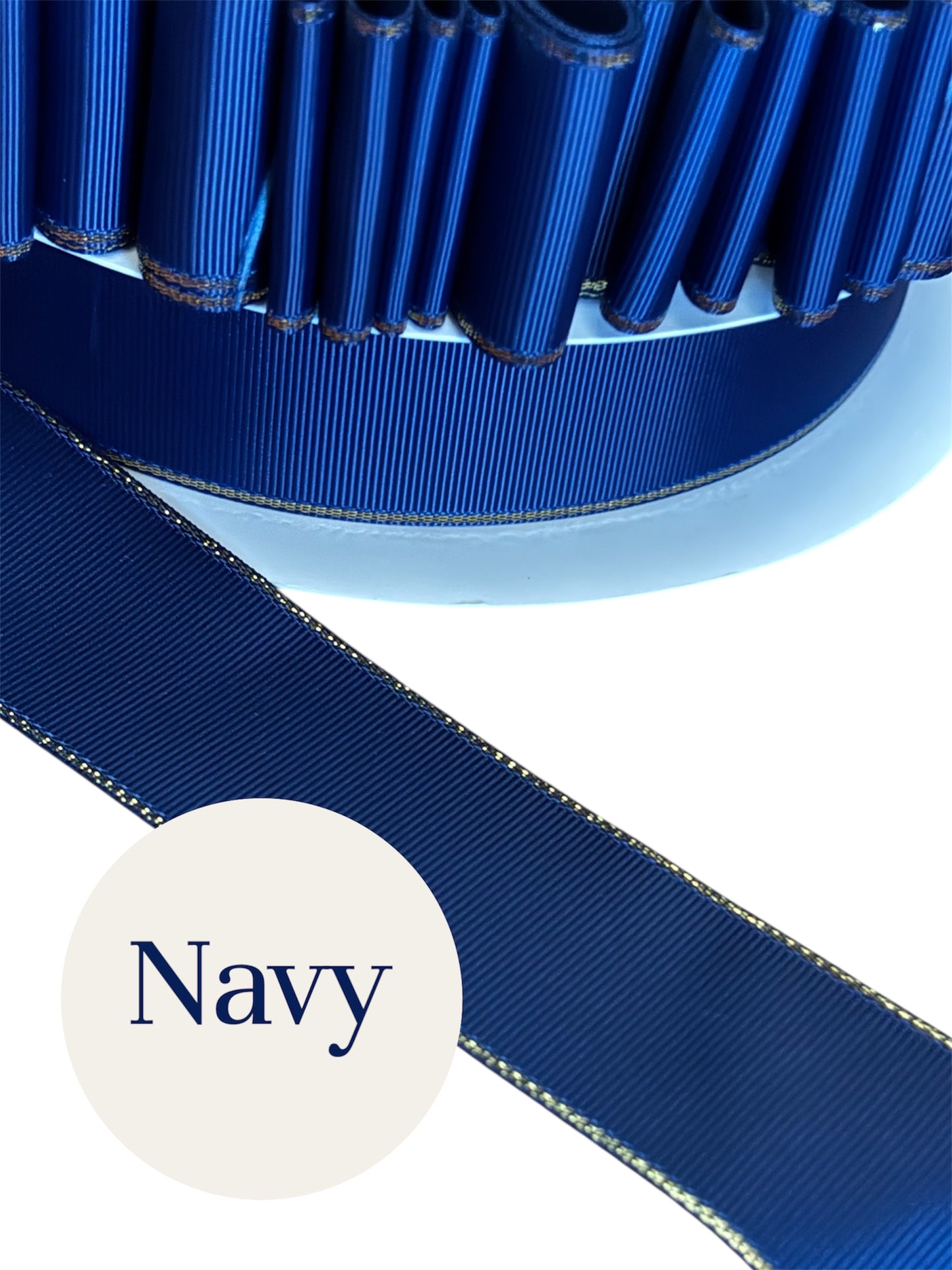 1.5” solid grosgrain ribbon a/gold edge