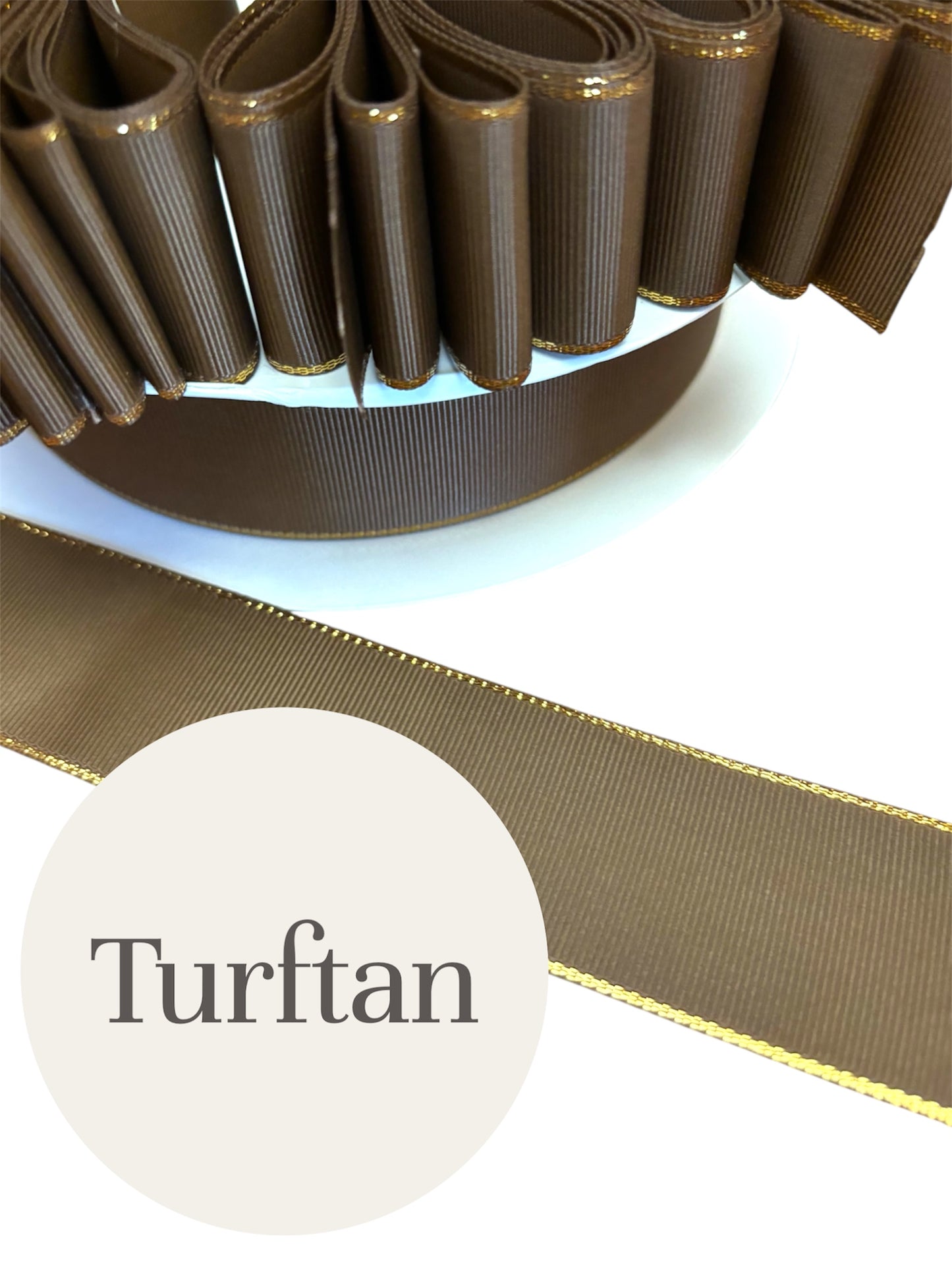 1.5” solid grosgrain ribbon a/gold edge