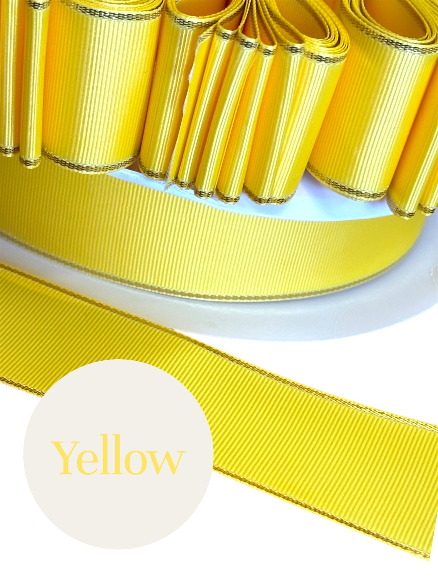 1.5” solid grosgrain ribbon a/gold edge