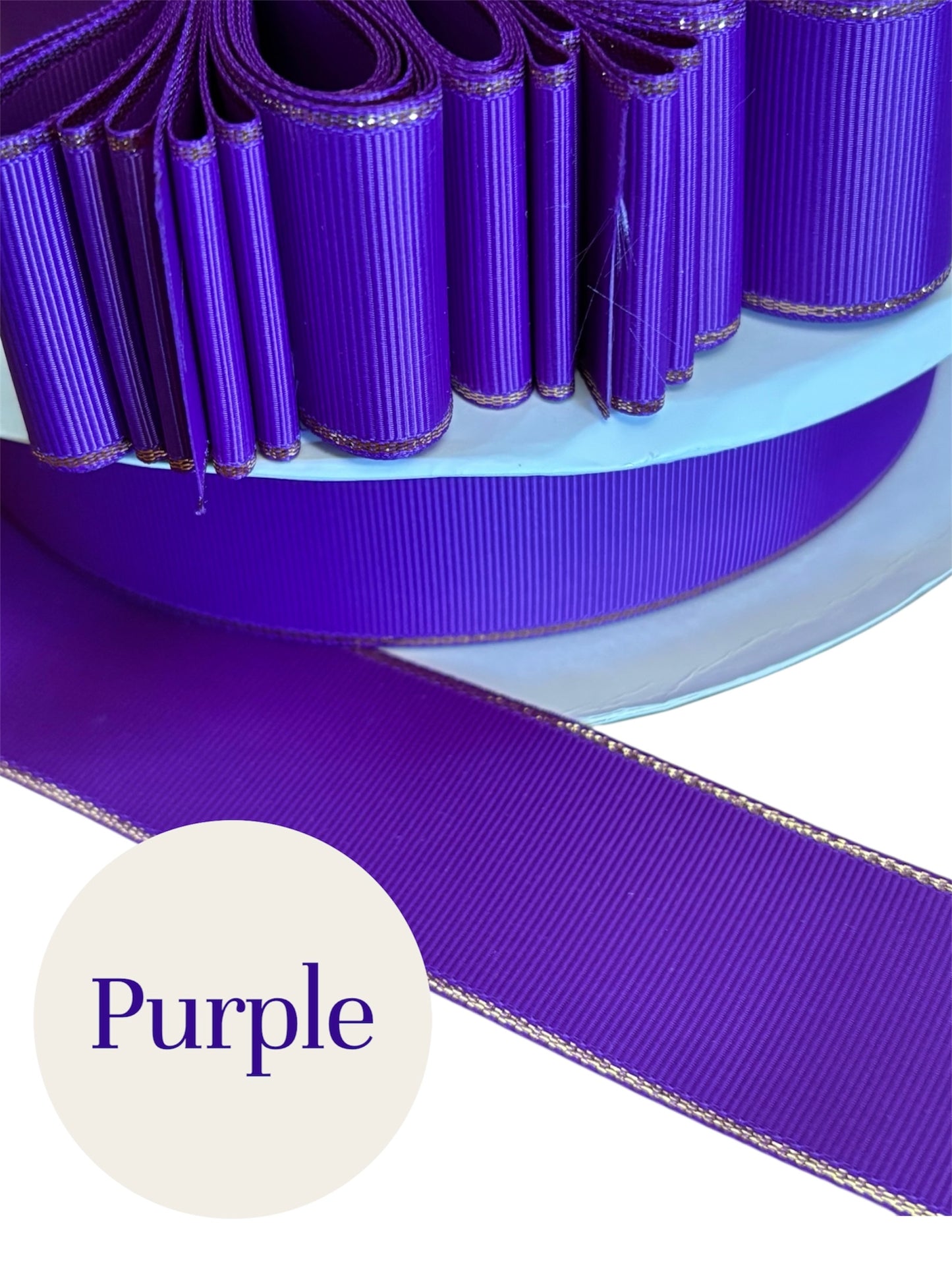 1.5” solid grosgrain ribbon a/gold edge