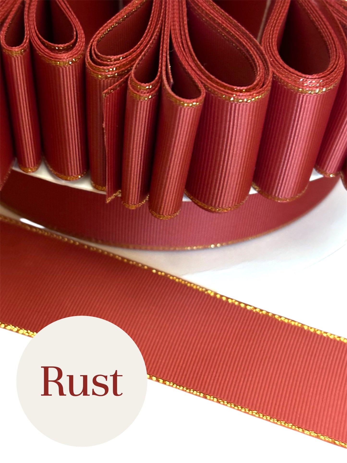 1.5” solid grosgrain ribbon a/gold edge